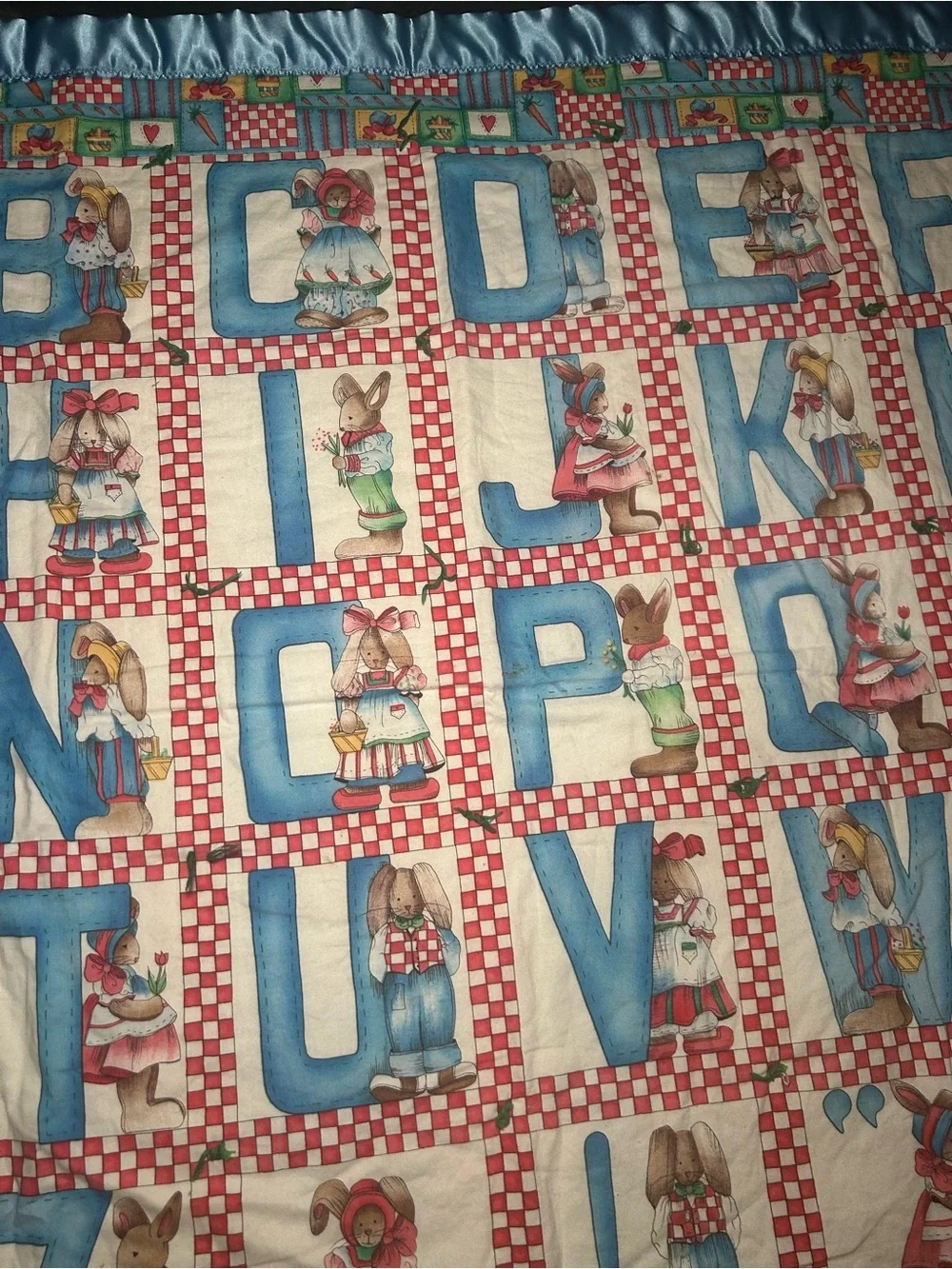 Vintage Daisy Kingdon Children's Alphabet Quilt Peter Rabbit Nursery Baby Flopsy